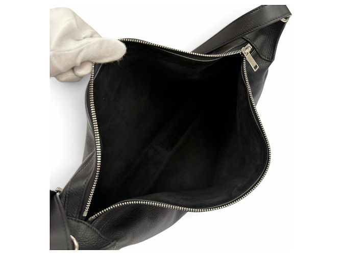 Céline Celine 11177 Bolsa de Ombro Large Strap em couro de bezerro grão macio Preto - vista 7