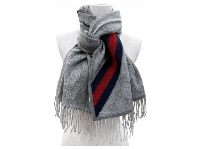 Stola Gucci in lana e alpaca grigia Marrone - vista 2