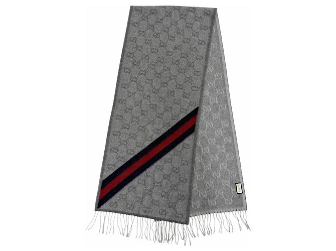 Stola Gucci in lana e alpaca grigia Marrone - vista 3