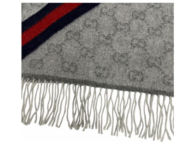Stola Gucci in lana e alpaca grigia Marrone - vista 5