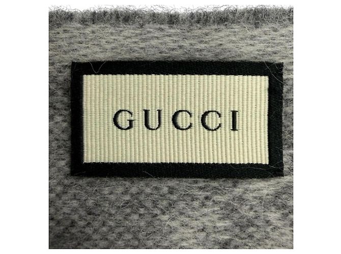 Stola Gucci in lana e alpaca grigia Marrone - vista 6