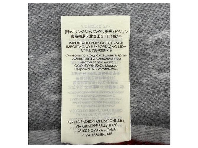 Stola Gucci in lana e alpaca grigia Marrone - vista 9