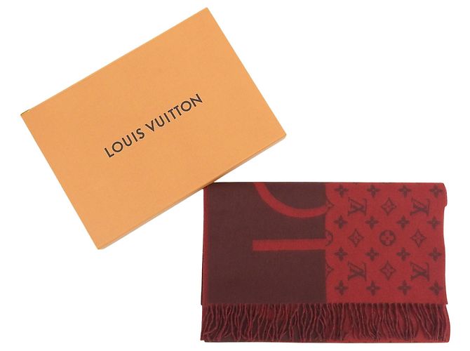 Sciarpa Stole in Cashmere con Frange Louis Vuitton Marrone Rosso - vista 2