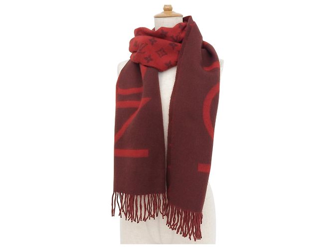 Sciarpa Stole in Cashmere con Frange Louis Vuitton Marrone Rosso - vista 3