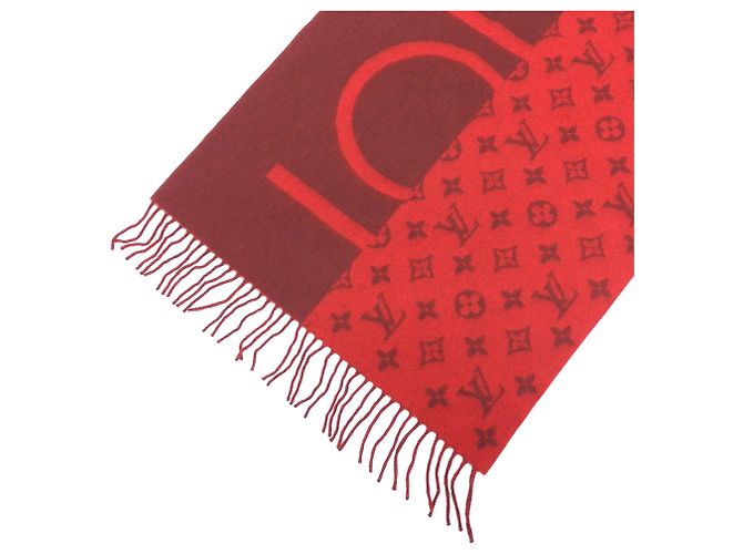 Sciarpa Stole in Cashmere con Frange Louis Vuitton Marrone Rosso - vista 5