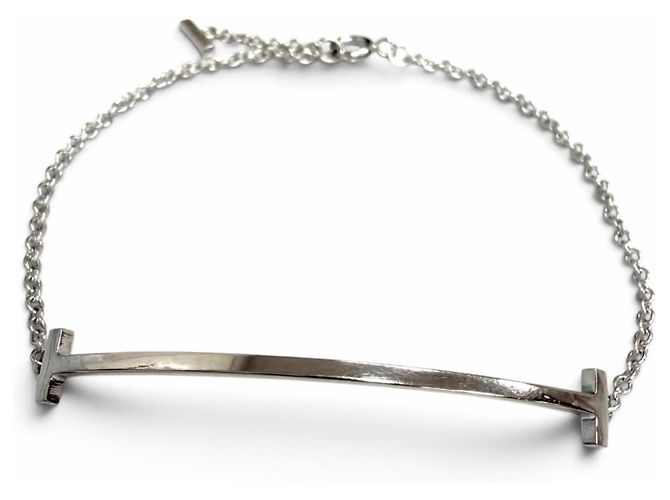 Autre Marque Bracelet chaîne Tiffany AU750 T Smile en or blanc Doré - vue 3