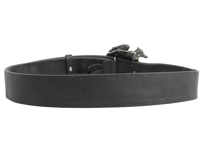 Gucci 256262 Ledergürtel mit Pegasus-Schnalle Schwarz - Ansicht 3