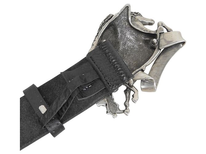 Gucci 256262 Ledergürtel mit Pegasus-Schnalle Schwarz - Ansicht 5
