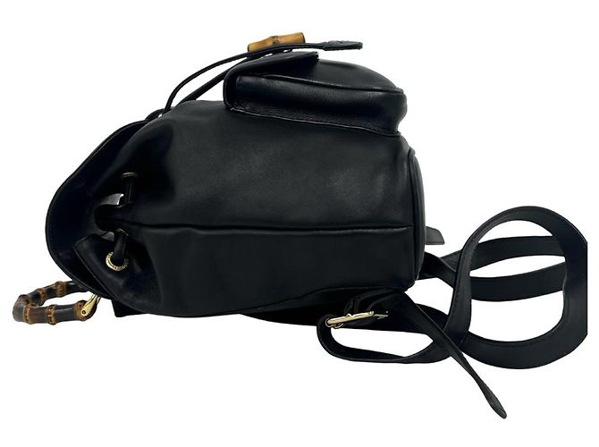 Bamboo GUCCI Vintage Bambus-Leder-Rucksack Schwarz - Ansicht 5