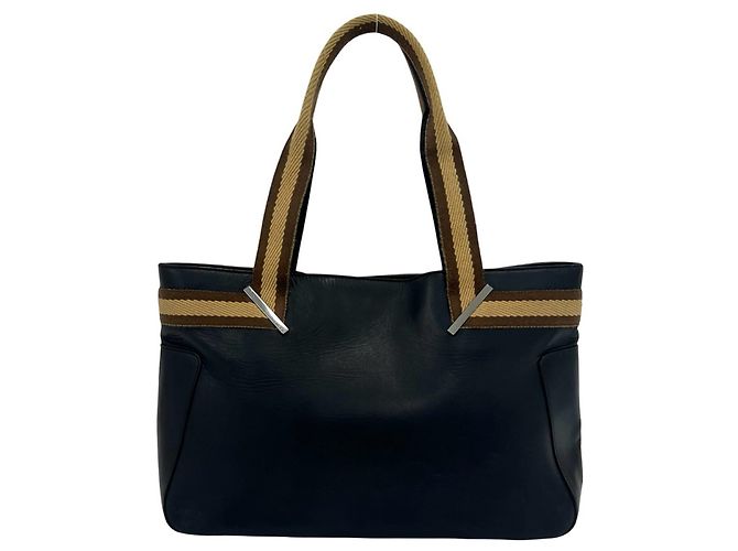 GUCCI Sherry Line Mini-Tote-Tasche aus Leder Braun Schwarz Beige - Ansicht 3