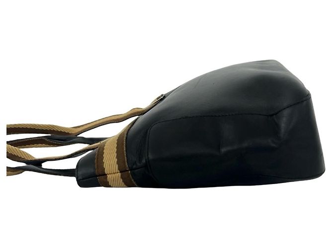 GUCCI Sherry Line Mini-Tote-Tasche aus Leder Braun Schwarz Beige - Ansicht 5