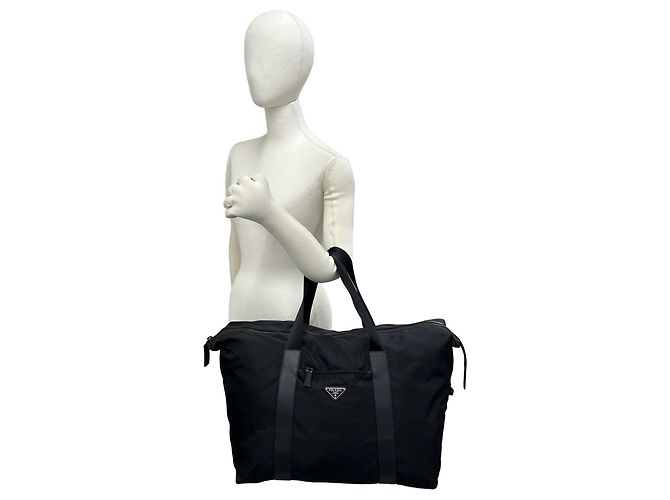 Borsa Boston Prada in nylon Tessuto Pocono e pelle Saffiano Nero - vista 2