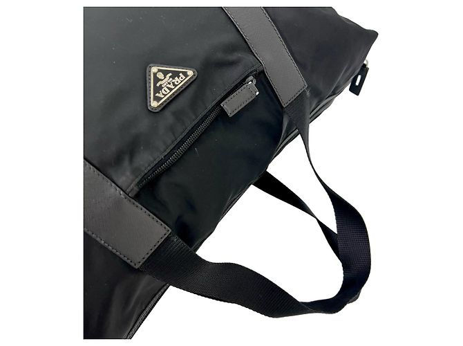 Borsa Boston Prada in nylon Tessuto Pocono e pelle Saffiano Nero - vista 4