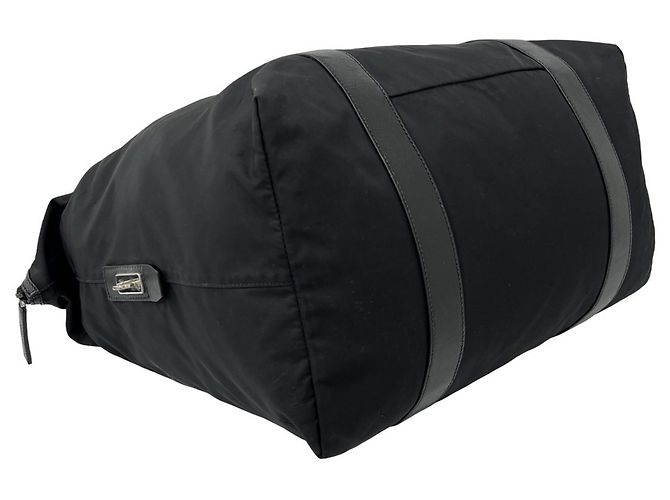 Borsa Boston Prada in nylon Tessuto Pocono e pelle Saffiano Nero - vista 7