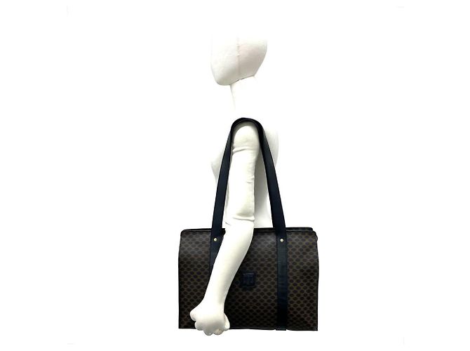 Céline Sac cabas en cuir CELINE Vintage Macadam Blazon Pattern Marron Noir - vue 2