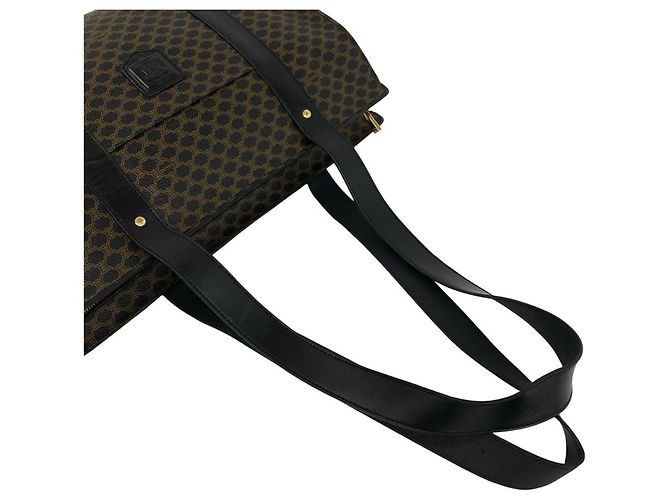 Céline Sac cabas en cuir CELINE Vintage Macadam Blazon Pattern Marron Noir - vue 4