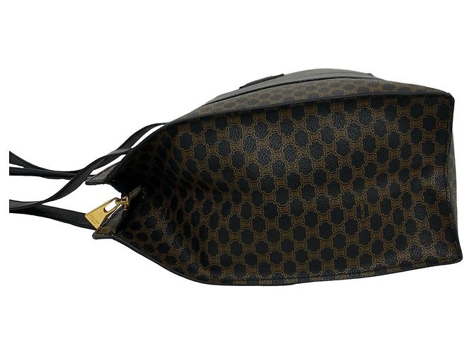 Céline Sac cabas en cuir CELINE Vintage Macadam Blazon Pattern Marron Noir - vue 5