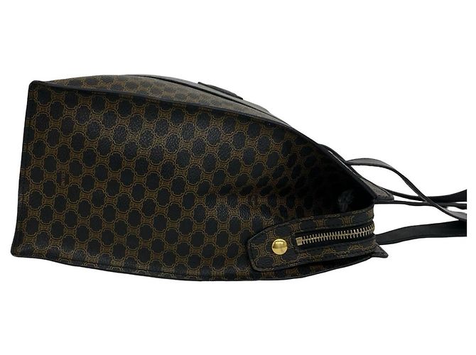 Céline Sac cabas en cuir CELINE Vintage Macadam Blazon Pattern Marron Noir - vue 6