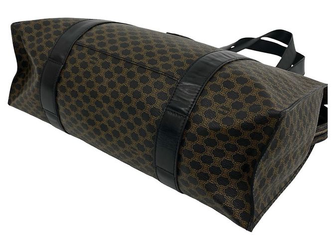 Céline Sac cabas en cuir CELINE Vintage Macadam Blazon Pattern Marron Noir - vue 8