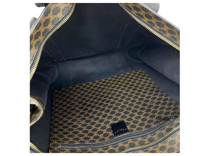 Céline Sac cabas en cuir CELINE Vintage Macadam Blazon Pattern Marron Noir - vue 9
