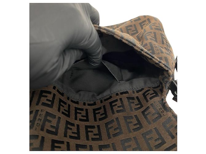 Fendi Zucchino FF Pattern Handtasche Braun Schwarz - Ansicht 10