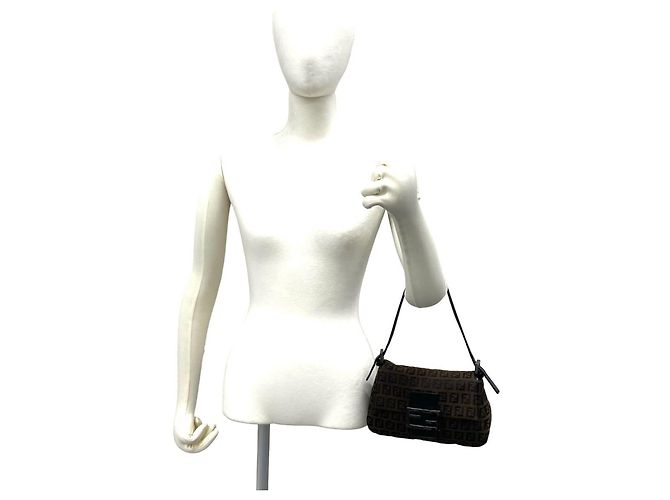 Fendi Zucchino FF Pattern Handtasche Braun Schwarz - Ansicht 2