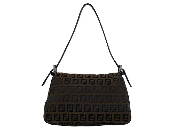 Fendi Zucchino FF Pattern Handtasche Braun Schwarz - Ansicht 3