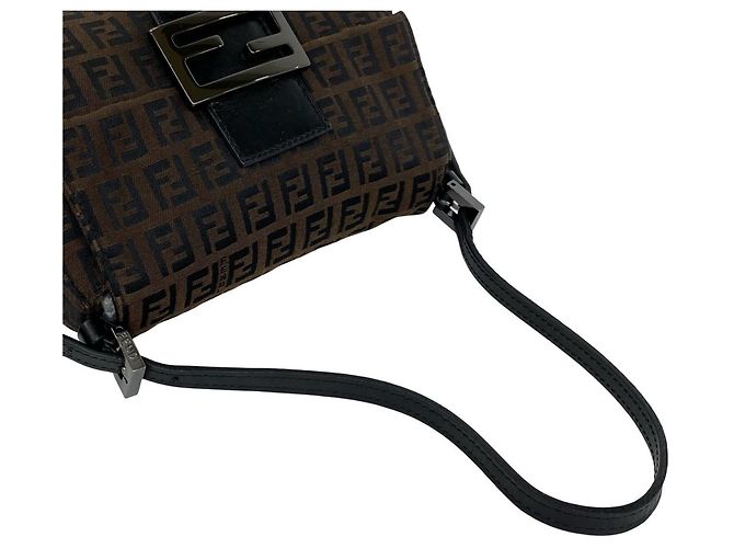 Fendi Zucchino FF Pattern Handtasche Braun Schwarz - Ansicht 4