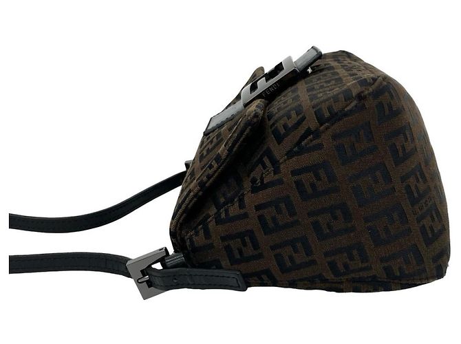 Fendi Zucchino FF Pattern Handtasche Braun Schwarz - Ansicht 5