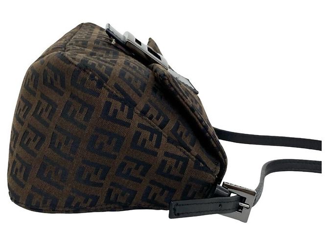 Fendi Zucchino FF Pattern Handtasche Braun Schwarz - Ansicht 6
