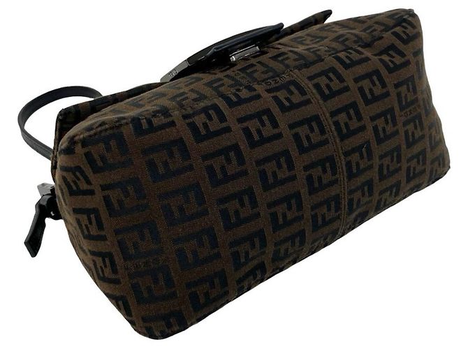 Fendi Zucchino FF Pattern Handtasche Braun Schwarz - Ansicht 7