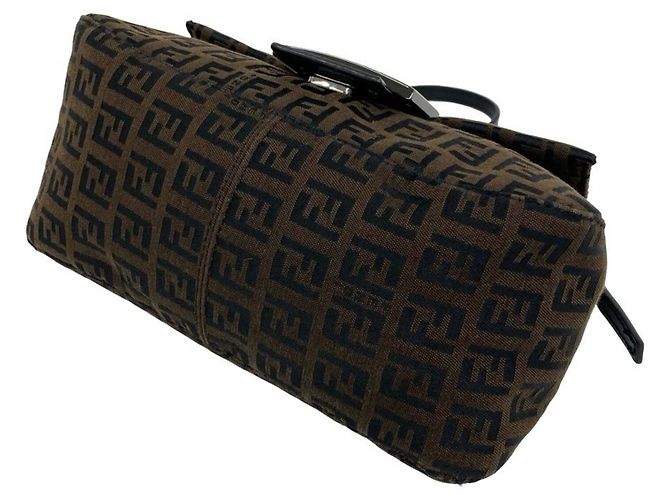Fendi Zucchino FF Pattern Handtasche Braun Schwarz - Ansicht 8