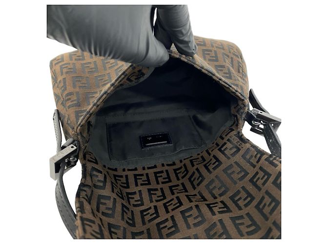 Fendi Zucchino FF Pattern Handtasche Braun Schwarz - Ansicht 9