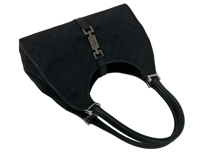Borsa Gucci Jackie nera in pelle e tela Nero - vista 4