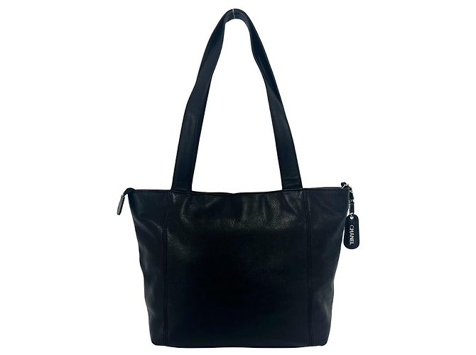 Borsa Tote Chanel Vintage Coco Mark Stitch in pelle caviar Nero - vista 3