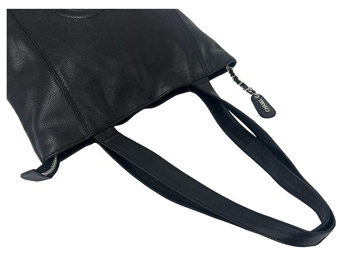 Borsa Tote Chanel Vintage Coco Mark Stitch in pelle caviar Nero - vista 4