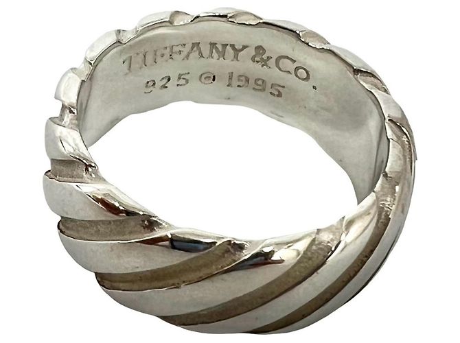 Autre Marque Anello largo vintage con scanalature a spirale Tiffany & Co. Argento - vista 3