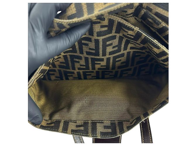 FENDI Vintage Handtasche mit Zucca FF-Muster Braun Schwarz - Ansicht 10