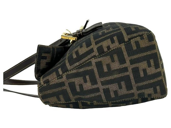 FENDI Vintage Handtasche mit Zucca FF-Muster Braun Schwarz - Ansicht 5