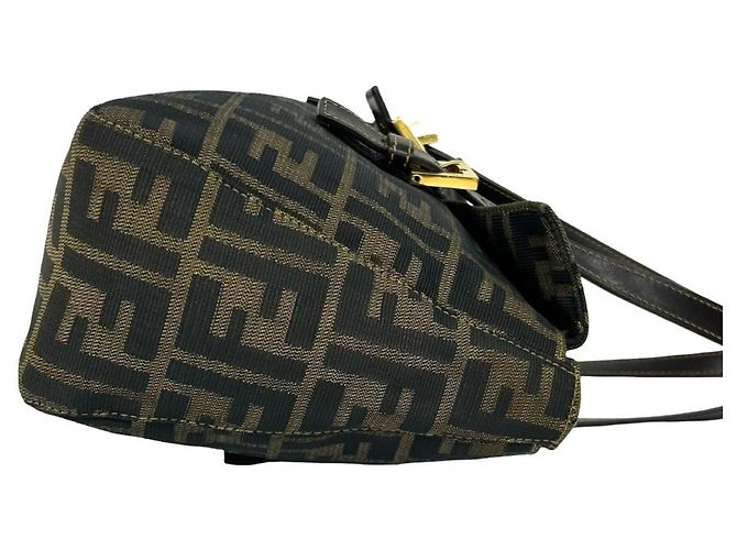 FENDI Vintage Handtasche mit Zucca FF-Muster Braun Schwarz - Ansicht 6