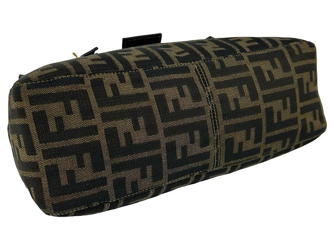 FENDI Vintage Handtasche mit Zucca FF-Muster Braun Schwarz - Ansicht 7