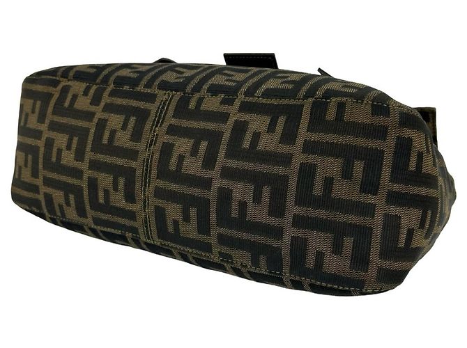 FENDI Vintage Handtasche mit Zucca FF-Muster Braun Schwarz - Ansicht 8