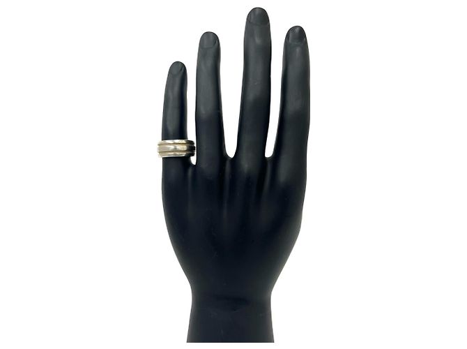Autre Marque Anello Tiffany Vintage Grooved Double Line Band Ring Argento - vista 2