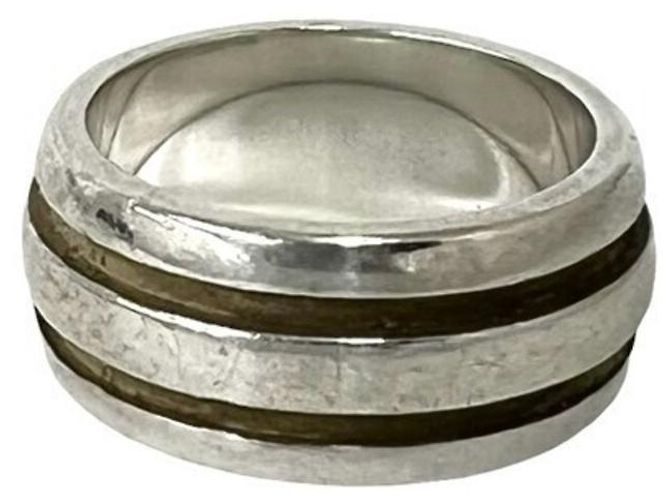 Autre Marque Anello Tiffany Vintage Grooved Double Line Band Ring Argento - vista 4