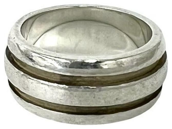 Autre Marque Anello Tiffany Vintage Grooved Double Line Band Ring Argento - vista 5