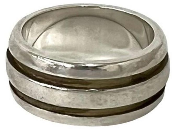 Autre Marque Anello Tiffany Vintage Grooved Double Line Band Ring Argento - vista 6