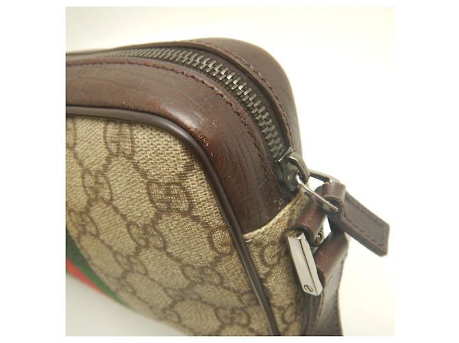 Borsa a tracolla Gucci in tela GG Supreme e pelle Marrone - vista 13