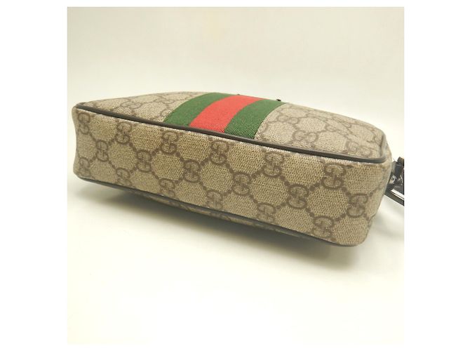 Borsa a tracolla Gucci in tela GG Supreme e pelle Marrone - vista 5