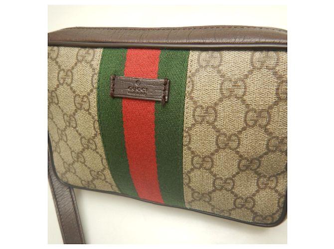 Borsa a tracolla Gucci in tela GG Supreme e pelle Marrone - vista 7