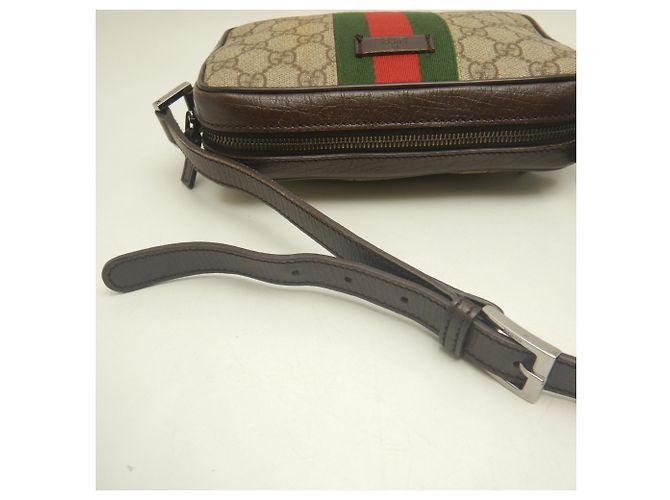 Borsa a tracolla Gucci in tela GG Supreme e pelle Marrone - vista 9